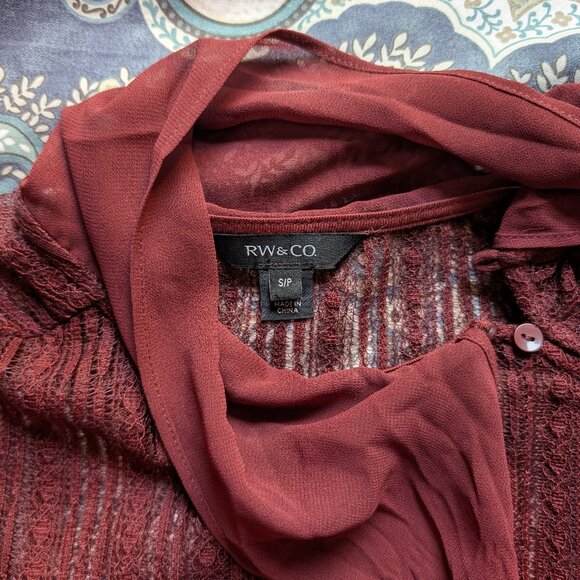 RW&CO Lace Blouse with Scarf - Picture 3 of 4